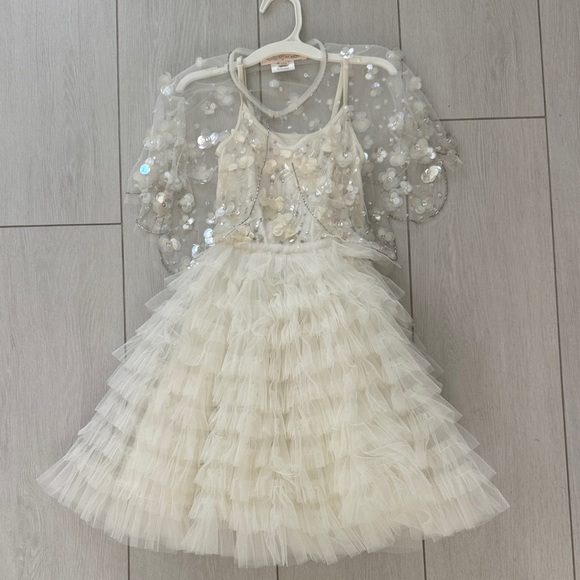 Tutu Du Monde Cream Sequin Dress with sequin cape